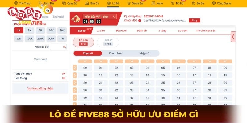 Lô đề Five88 sở hữu ưu điểm gì để chinh phục cược thủ?